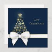 クリスマスツリーボウ金ゴールドスノーフレーク青いギフトカード (正面/裏面)