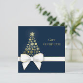 クリスマスツリーボウ金ゴールドスノーフレーク青いギフトカード (スタンド正面)