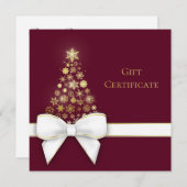 クリスマスツリーボウ雪の結晶バイオレットレッドギフトカード (正面/裏面)