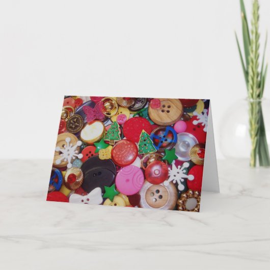 クリスマスツリーボタンとコラージュ シーズンカード (正面)