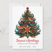 クリスマスツリーボヘミアンホリデーフラットカード シーズンカード (正面)