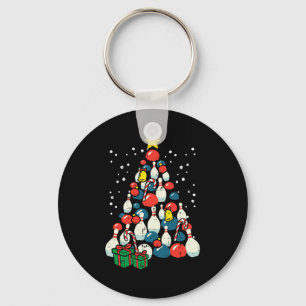クリスマスツリーボーリングクリスマスボウリングをする人、 クリケットの投手選手メンズウォーム キーホルダー