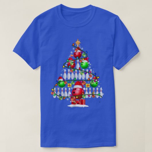 クリスマスツリーボーリングクリスマスライツサンタボウリングボールP Tシャツ (デザイン正面)