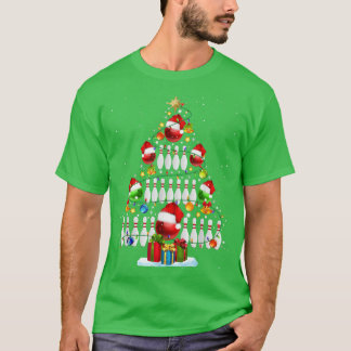 クリスマスツリーボーリングクリスマスライツサンタボウリングボールP Tシャツ