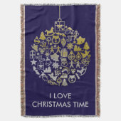 クリスマスツリーボールオーナメント+あなたのアイディア スローブランケット (正面縦)