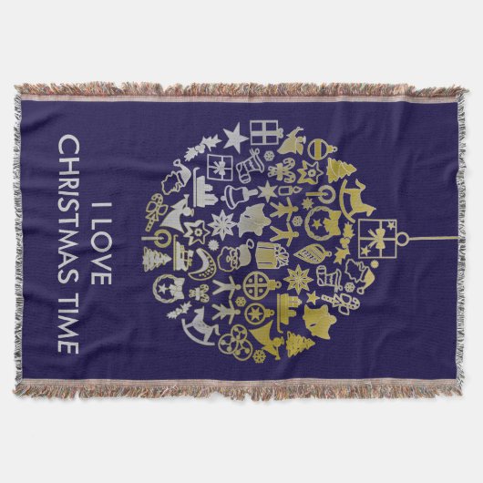 クリスマスツリーボールオーナメント+あなたのアイディア スローブランケット (正面)