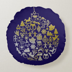 クリスマスツリーボールオーナメント+あなたのアイディア ラウンドクッション