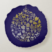 クリスマスツリーボールオーナメント+あなたのアイディア ラウンドクッション (裏面)