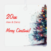 クリスマスツリーボールスノーメタルスクエアオーナメント メタルオーナメント (正面)