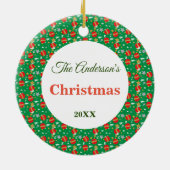 クリスマスツリーボール表面パターン名の年 セラミックオーナメント (裏面)