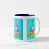 クリスマスツリーマグダークブルーインテリア ツートーンマグカップ (正面右)