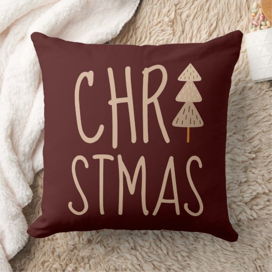 クリスマスツリーミニマリスト北欧レッド クッション (ブランケット)