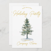 クリスマスツリーミニマル企業のリストホリデーパーティー 招待状 (正面/裏面)