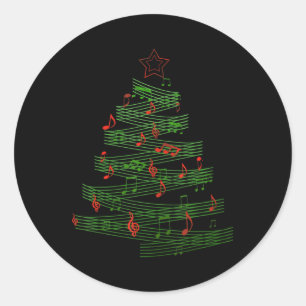 クリスマスツリーミュージカルノートソングクリスマスミュージシャン ラウンドシール