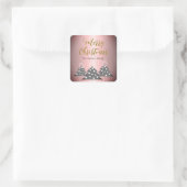 クリスマスツリーメタリックピンクファミリーホリデー スクエアシール (バッグ)