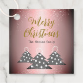 クリスマスツリーメタリックピンクファミリーホリデー フェイバータグ (正面)