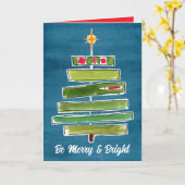 クリスマスツリーメリーと明るいハッピーホリデー カード (黄色い花)