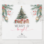 クリスマスツリーメリーと明るい贈り物 スパークリングワインラベル (シングルラベル)