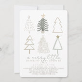 クリスマスツリーメリーの小さな車で赤ちゃんシャワー 招待状 (正面)