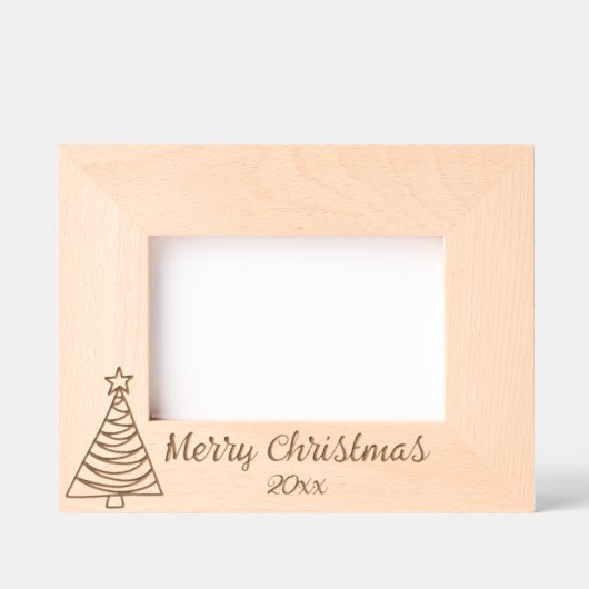クリスマスツリーメリークリスマスと年 レーザー彫刻フレーム (正面)