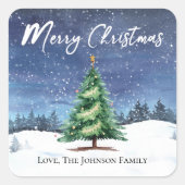 クリスマスツリーメリークリスマスギフトラベルシール スクエアシール (正面)