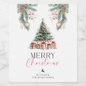 クリスマスツリーメリークリスマスギフトラベル ワインラベル (シングルラベル)