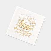 クリスマスツリーメリークリスマスファミリー名日付 箔ナプキン (左)