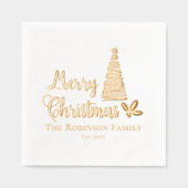 クリスマスツリーメリークリスマスファミリー名日付 箔ナプキン (正面)