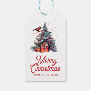 クリスマスツリーメリークリスマスレトロタイポグラフィ ギフトタグ
