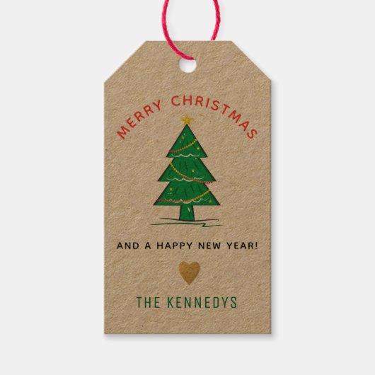 クリスマスツリーメリークリスマス ギフトタグ (正面)
