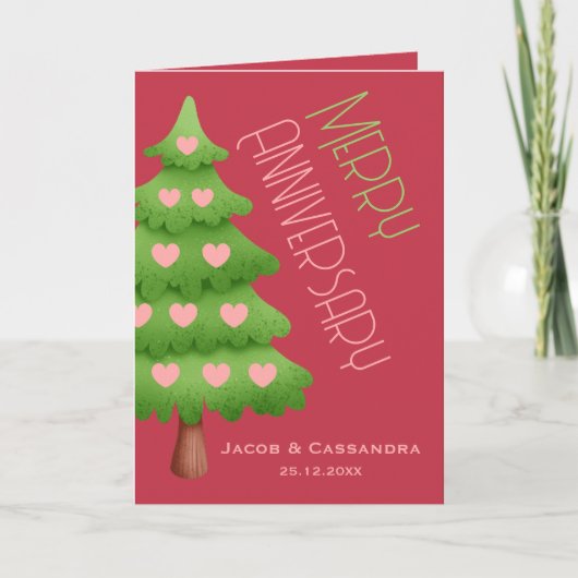 クリスマスツリーメリーハート記念写真 カード (正面)