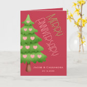 クリスマスツリーメリーハート記念写真 カード (黄色い花)