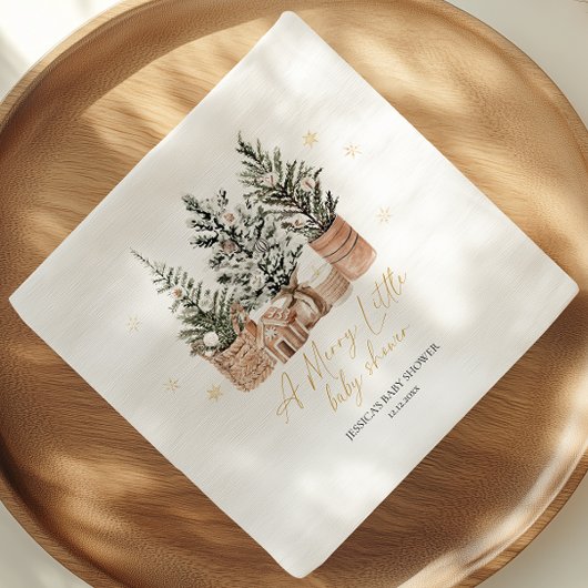 クリスマスツリーメリー小さな赤ちゃんシャワー スタンダードカクテルナプキン