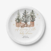 クリスマスツリーメリー小さな赤ちゃんシャワー ペーパープレート (正面)