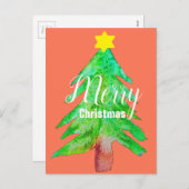 クリスマスツリーモダンのファンキー色 シーズンポストカード (正面/裏面)