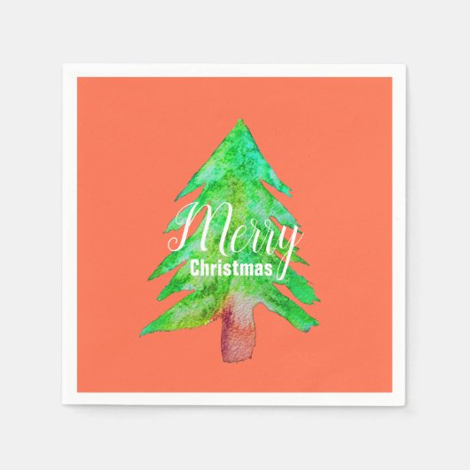 クリスマスツリーモダンのファンキー色 スタンダードカクテルナプキン (正面)