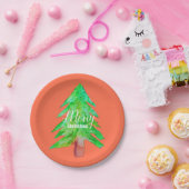 クリスマスツリーモダンのファンキー色 ペーパープレート (パーティー)