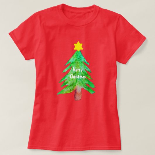 クリスマスツリーモダンのファンキー色 Tシャツ (デザイン正面)
