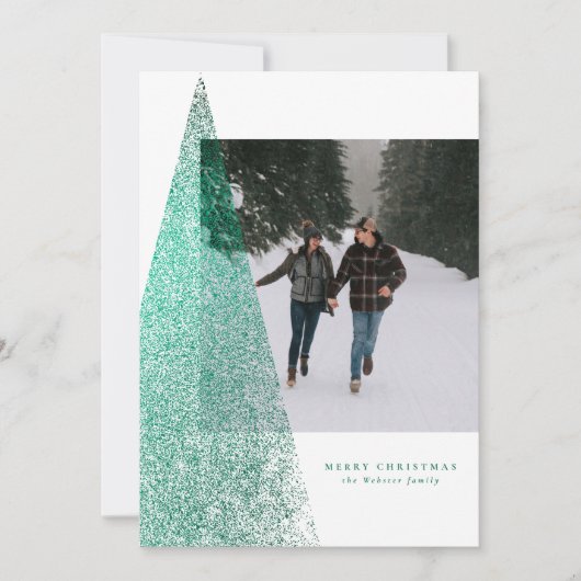 クリスマスツリーモダンの緑の斑点1枚の写真 シーズンカード (正面)