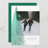 クリスマスツリーモダンの緑の斑点1枚の写真 シーズンカード (正面/裏面)