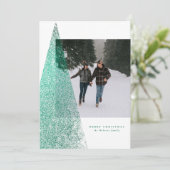 クリスマスツリーモダンの緑の斑点1枚の写真 シーズンカード (スタンド正面)