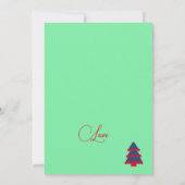 クリスマスツリーモダンストライプブルーグリーティングカード 招待状 (裏面)