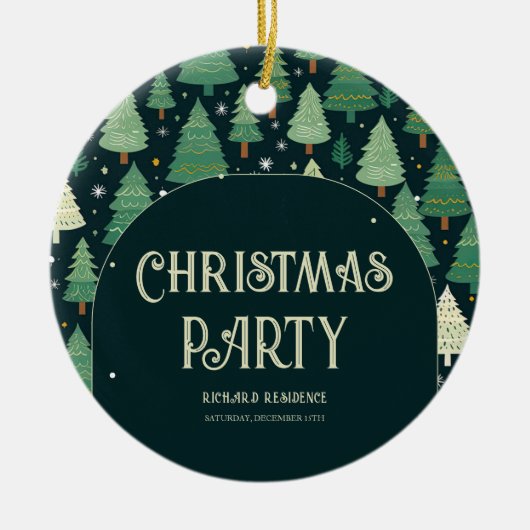 クリスマスツリーモダンセージ緑のパターンパーティー セラミックオーナメント (正面)