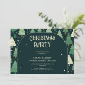 クリスマスツリーモダンセージ緑のパターンパーティー 招待状 (スタンド正面)