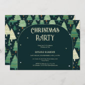 クリスマスツリーモダンセージ緑のパターンパーティー 招待状 (正面/裏面)
