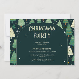 クリスマスツリーモダンセージ緑のパターンパーティー 招待状