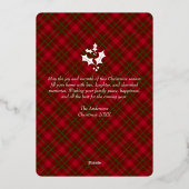 クリスマスツリーモダンタータンチェックプレイドファミリーフォト 箔シーズンカード (裏面)