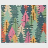 クリスマスツリーモダンパターンのラッピング紙 ラッピングペーパー (フラット)