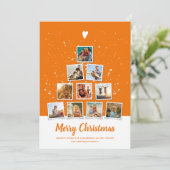 クリスマスツリーモダンファミリーフォトコラージュオレンジ シーズンカード (スタンド正面)