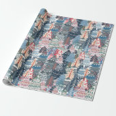 クリスマスツリーモダンフェスティバルウィンターホリデー ラッピングペーパー (アンロールド)